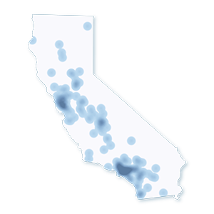 Coverage Map of 300+ School Districts Supported by Goalbook in California