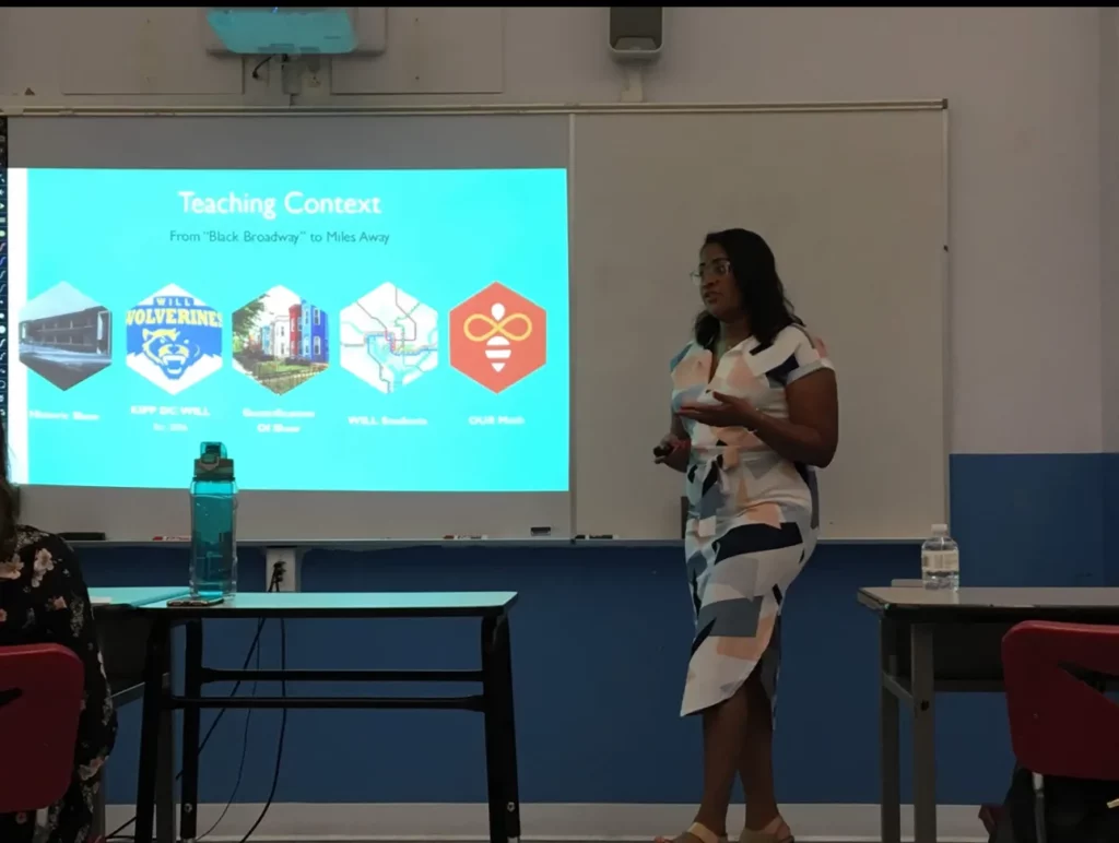 Tyfany defending her Master’s Degree in Secondary Math Education.