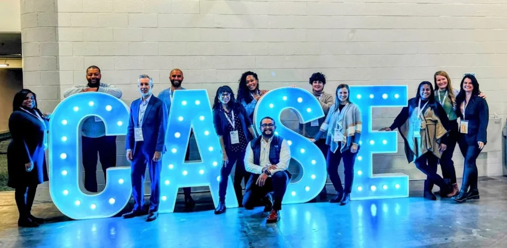 Nick (3rd from left) and fellow Goalbook teammates at CASE in the fall of 2023.