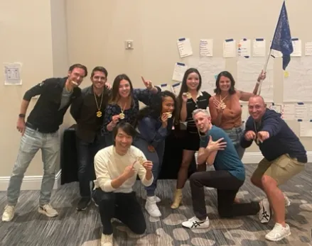 Nick (in front) and the winning trivia team at Goalbook’s Summer Week 2023.