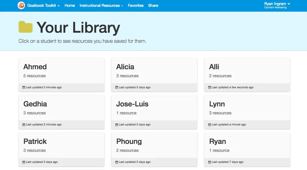 Goalbook Toolkit Library update makes it easier to organize and design student-specific instruction.