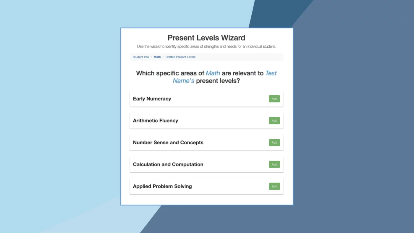Present Levels Wizard Now Available for Math